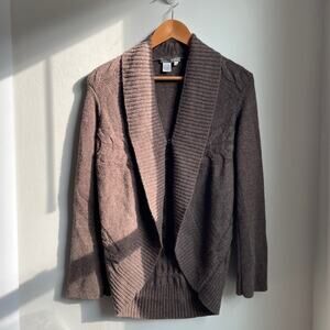 Isabella Bird Anthropologie Wool Shawl Cardigan – Taupe Brown Size M